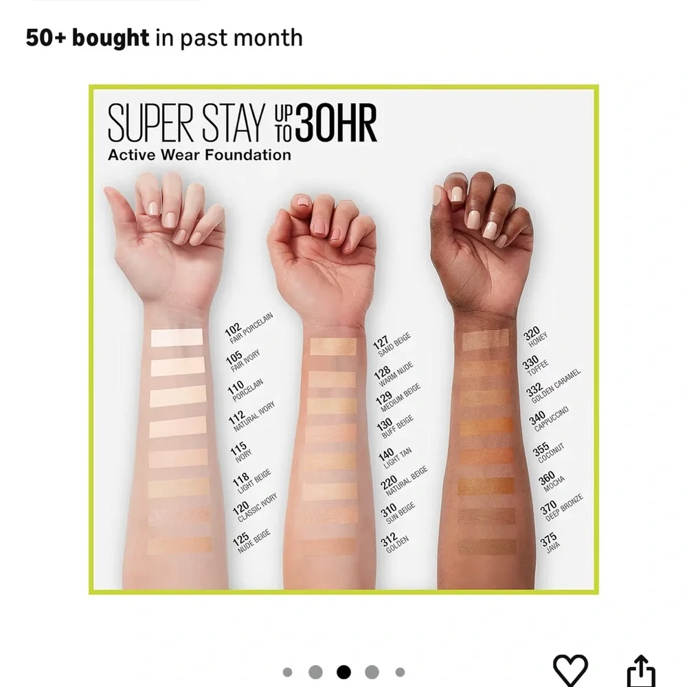 Maybelline Super Stay Active Wear 30 Hours Liquid Foundation 360 Mocha Moka NEW